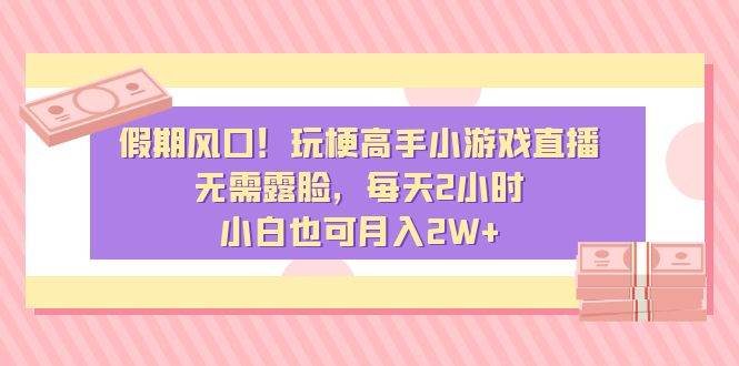 假期风口！玩梗高手小游戏直播，无需露脸，每天2小时，小白也可月入2W+-疯来资源