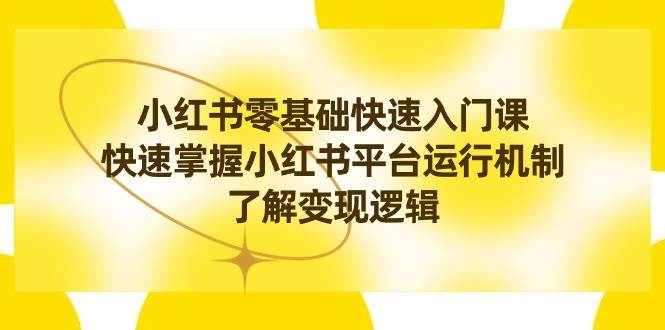 小红书0基础快速入门课，快速掌握小红书平台运行机制，了解变现逻辑-疯来资源