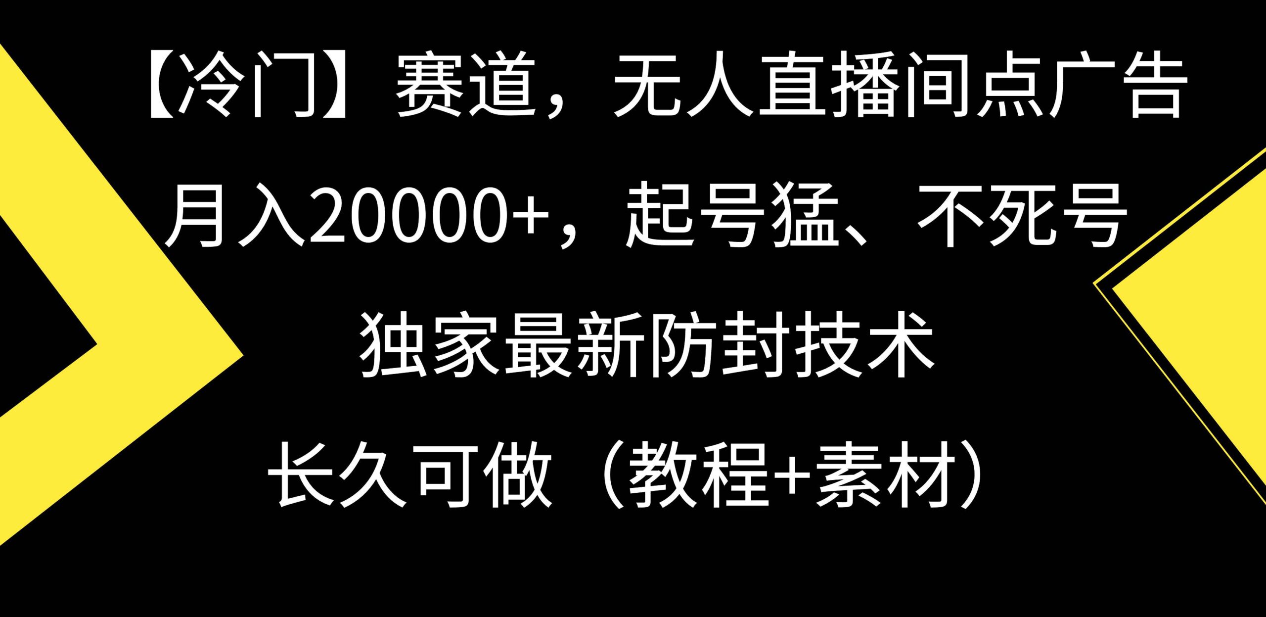 【冷门】赛道，无人直播间点广告，月入20000+，起号猛、不死号，独家最…-疯来资源