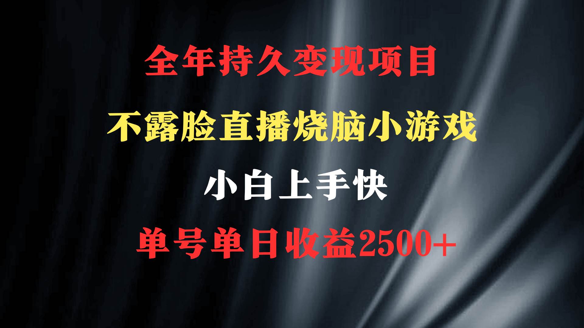 2024年 最优项目，烧脑小游戏不露脸直播  小白上手快 无门槛 一天收益2500+-疯来资源