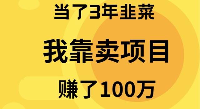 当了3年韭菜，我靠卖项目赚了100万-疯来资源