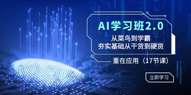 AI学习班2.0：从菜鸟到学霸，夯实基础从干货到硬货，重在应用（17节课）-疯来资源