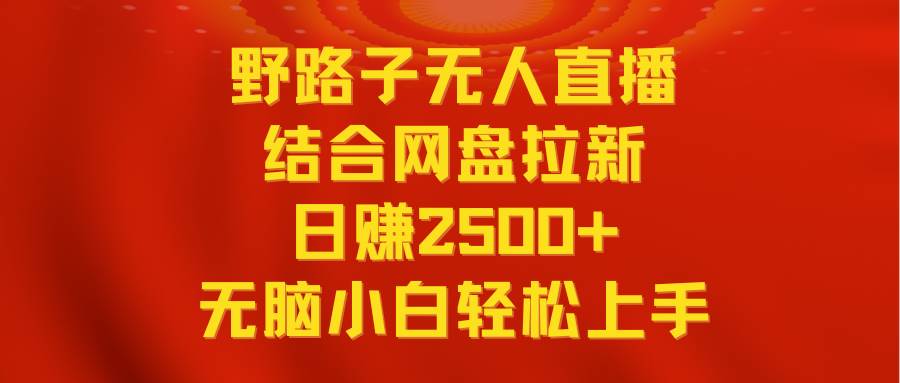 无人直播野路子结合网盘拉新，日赚2500+多平台变现，小白无脑轻松上手操作-疯来资源