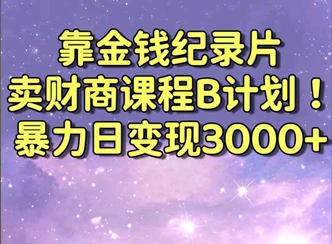 靠金钱纪录片卖财商课程B计划！暴力日变现3000+，喂饭式干货教程！-疯来资源