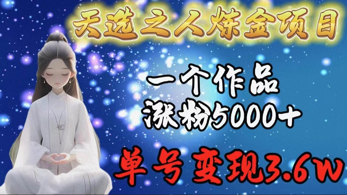 天选之人炼金项目，一个作品涨粉5000+，单号变现3.6w-疯来资源