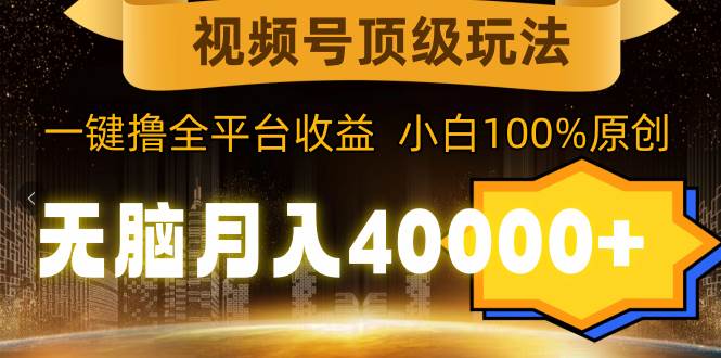 视频号顶级玩法，无脑月入40000+，一键撸全平台收益，纯小白也能100%原创-疯来资源