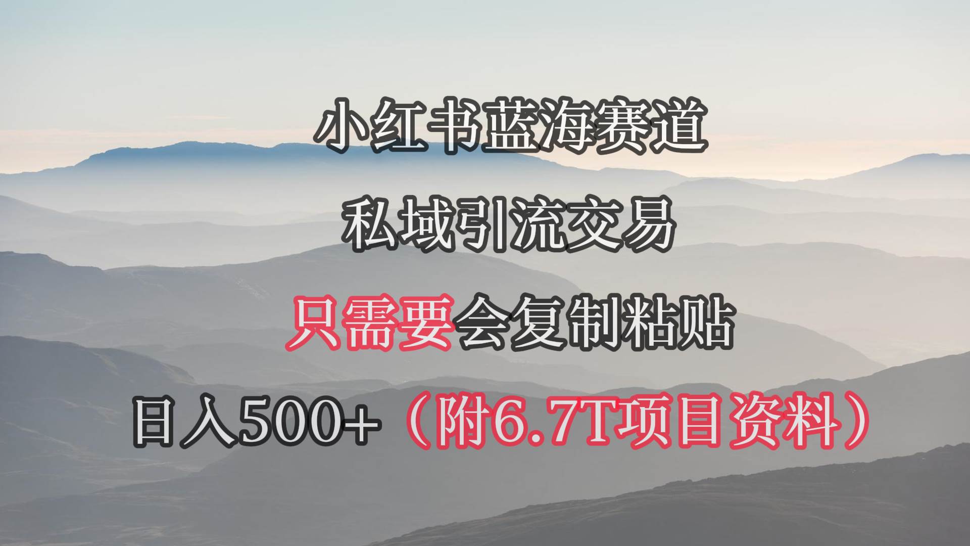 小红书短剧赛道，私域引流交易，会复制粘贴，日入500+（附6.7T短剧资源）-疯来资源