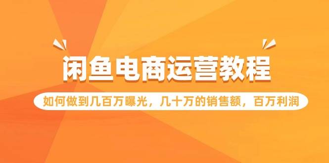 闲鱼电商运营教程：如何做到几百万曝光，几十万的销售额，百万利润-疯来资源