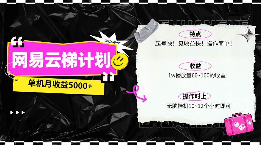 最新网易云梯计划网页版，单机月收益5000+！可放大操作-疯来资源