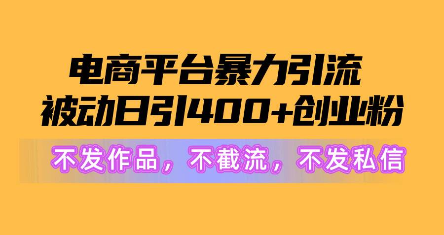 电商平台暴力引流,被动日引400+创业粉不发作品，不截流，不发私信-疯来资源