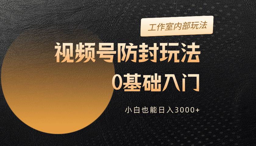 2024视频号升级防封玩法，零基础入门，小白也能日入3000+-疯来资源