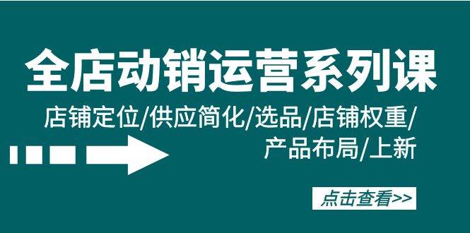 全店·动销运营系列课：店铺定位/供应简化/选品/店铺权重/产品布局/上新-疯来资源