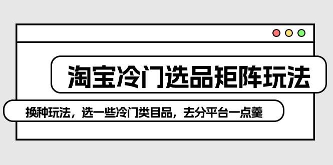 淘宝冷门选品矩阵玩法：换种玩法，选一些冷门类目品，去分平台一点羹-疯来资源