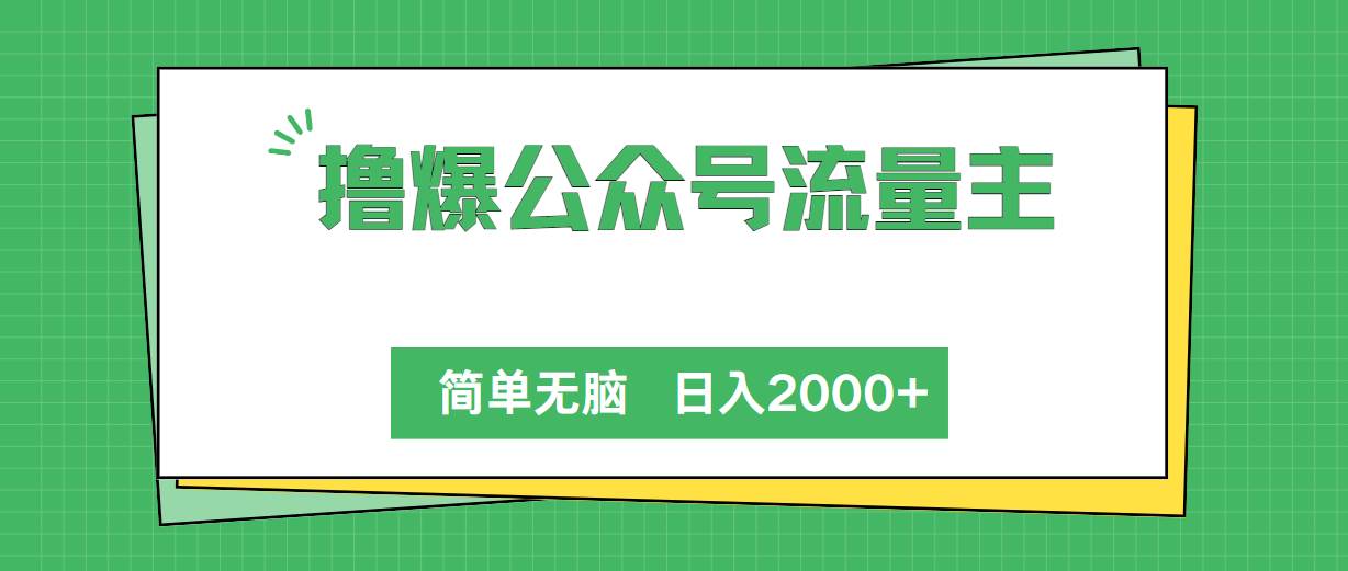 撸爆公众号流量主，简单无脑，单日变现2000+-疯来资源