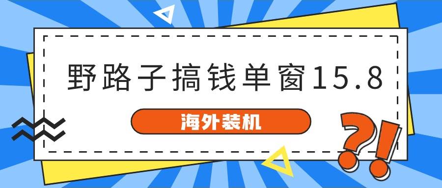 海外装机，野路子搞钱，单窗口15.8，已变现10000+-疯来资源