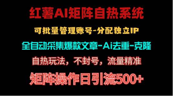 红薯矩阵自热系统，独家不死号引流玩法！矩阵操作日引流500+-疯来资源