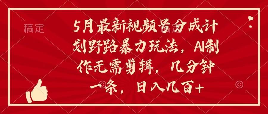 5月最新视频号分成计划野路暴力玩法，ai制作，无需剪辑。几分钟一条，…-疯来资源