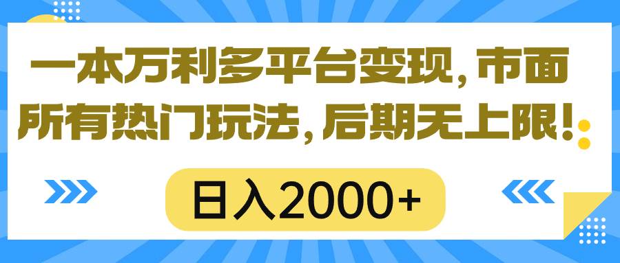一本万利多平台变现，市面所有热门玩法，日入2000+，后期无上限！-疯来资源