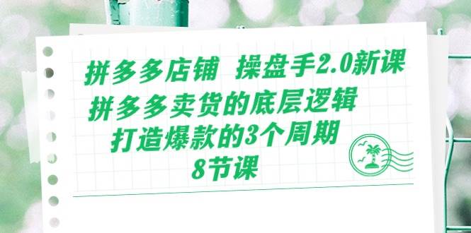 拼多多店铺 操盘手2.0新课，拼多多卖货的底层逻辑，打造爆款的3个周期-8节-疯来资源