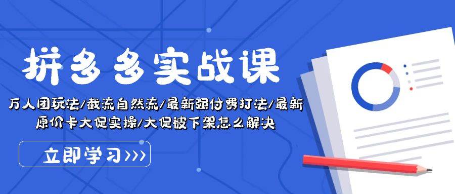 拼多多·实战课：万人团玩法/截流自然流/最新强付费打法/最新原价卡大促..-疯来资源