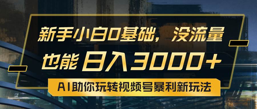 小白0基础，没流量也能日入3000+：AI助你玩转视频号暴利新玩法-疯来资源