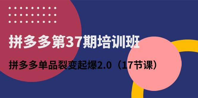 拼多多第37期培训班：拼多多单品裂变起爆2.0（17节课）-疯来资源