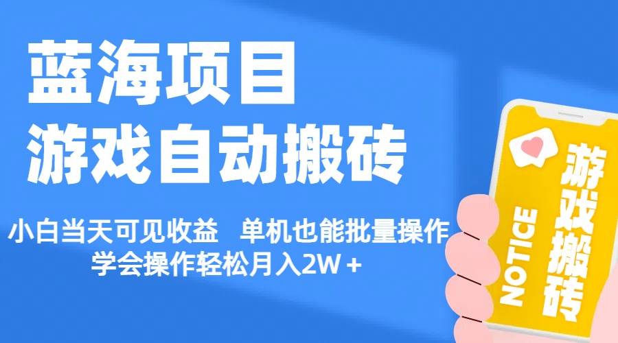 【蓝海项目】游戏自动搬砖 小白当天可见收益 单机也能批量操作 学会操…-疯来资源