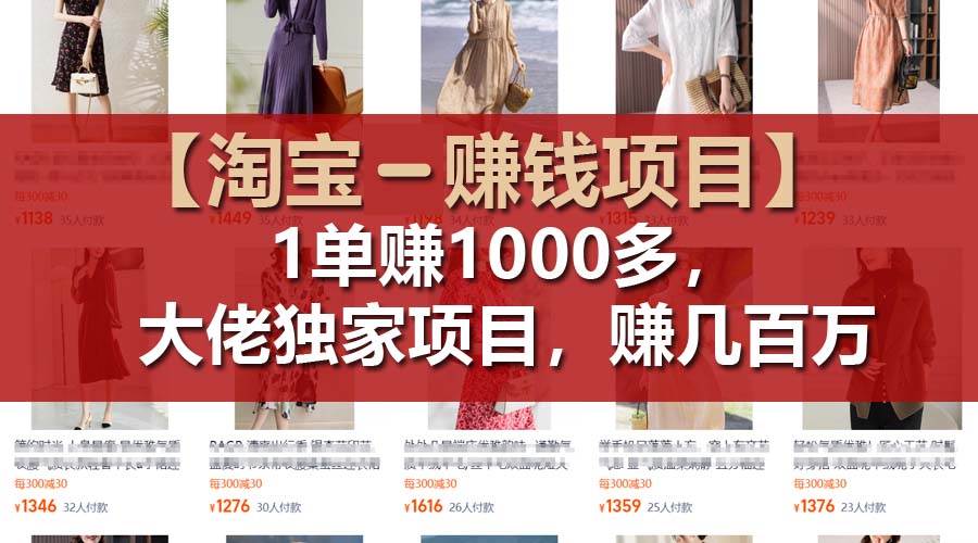 【淘宝赚钱项目】1单可赚1000多，大佬独家项目，年赚几百万-疯来资源