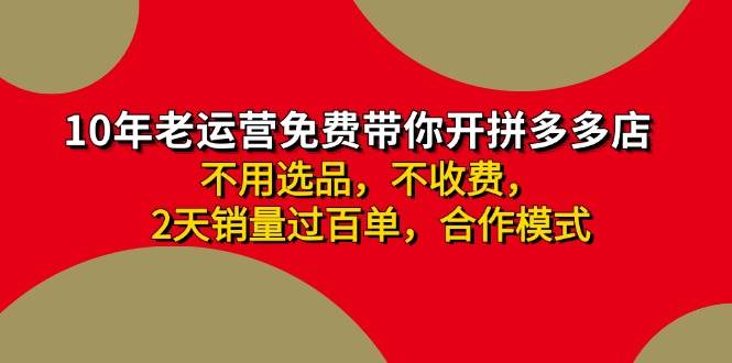 拼多多-合作开店日入4000+两天销量过百单，无学费、老运营教操作、小白…-疯来资源