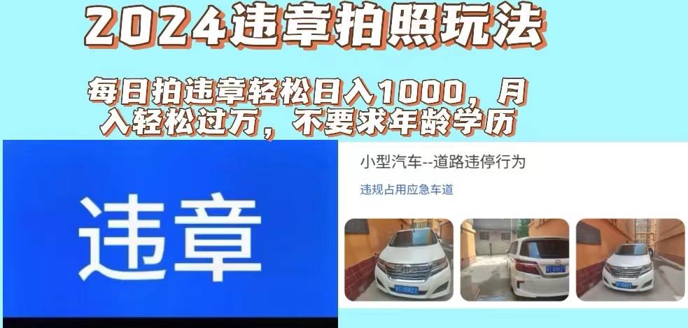 2024违章拍照新玩法，推广躺赚+拍照赚钱双模式，日入1000+-疯来资源