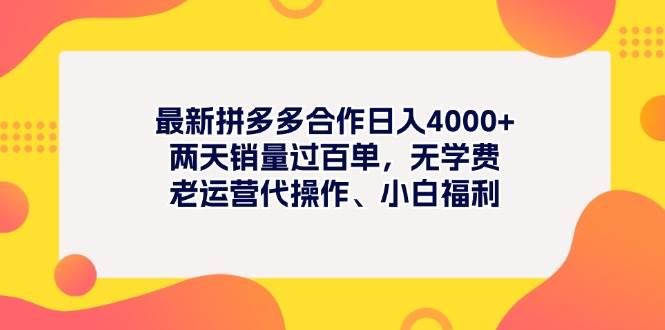 最新拼多多项目日入4000+两天销量过百单，无学费、老运营代操作、小白福利-疯来资源
