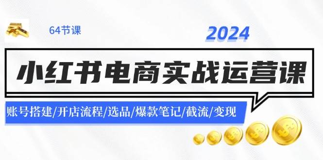 2024小红书电商实战运营课：账号搭建/开店流程/选品/爆款笔记/截流/变现-疯来资源