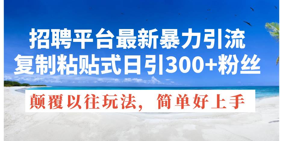 招聘平台最新暴力引流，复制粘贴式日引300+粉丝，颠覆以往垃圾玩法，简…-疯来资源
