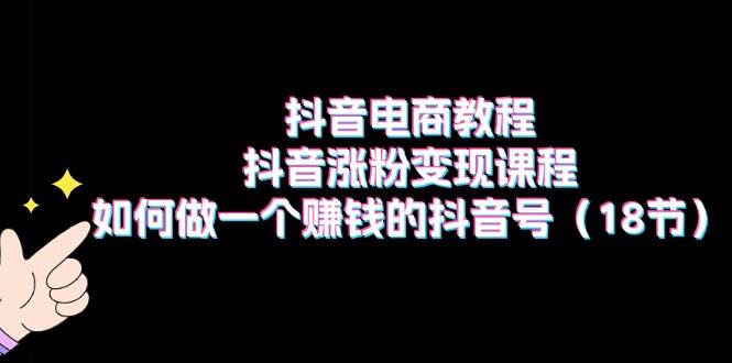 抖音电商教程：抖音涨粉变现课程：如何做一个赚钱的抖音号（18节）-疯来资源