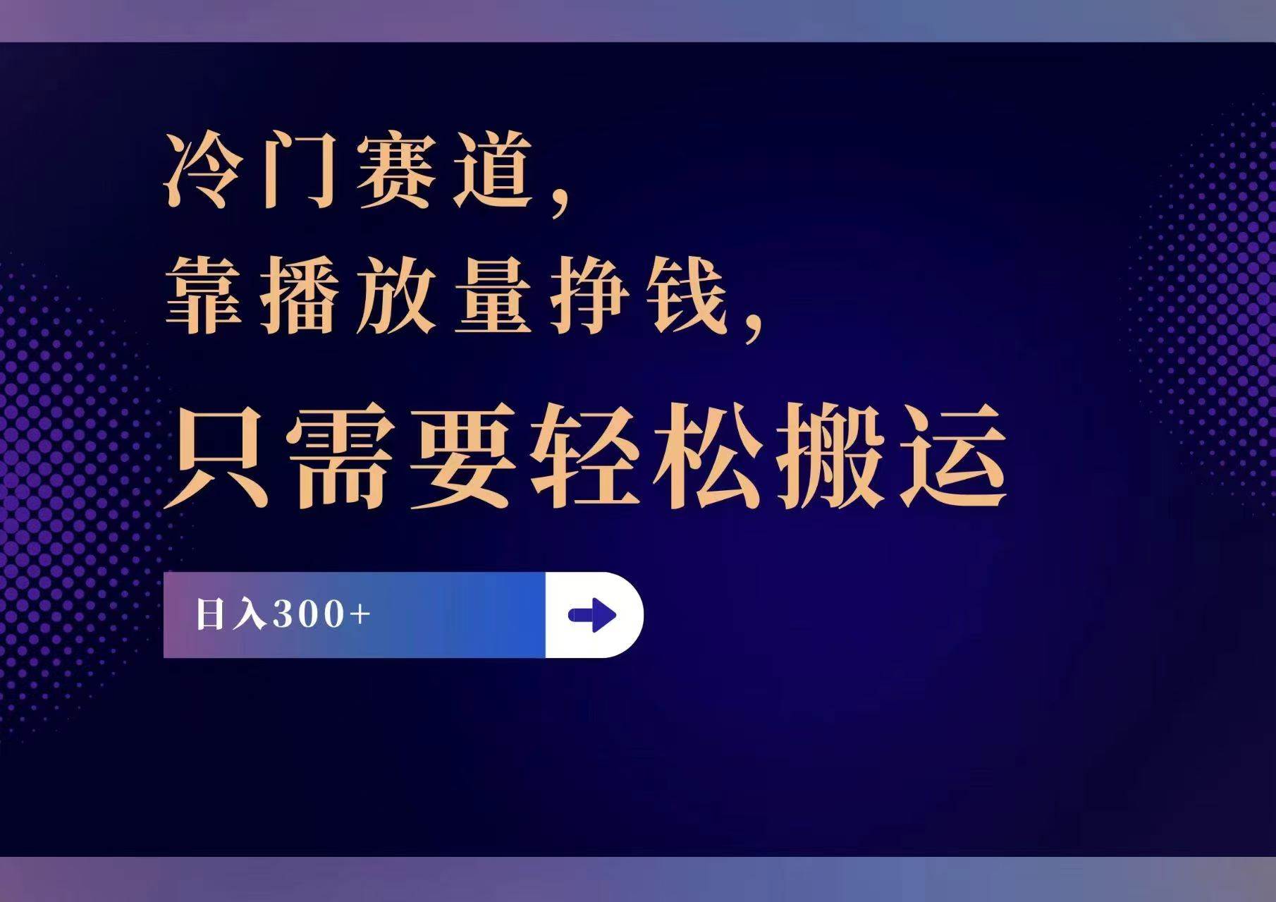 冷门赛道，靠播放量挣钱，只需要轻松搬运，日赚300+-疯来资源