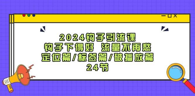 2024钩子·引流课：钩子下得好 流量不再愁，定位篇/标签篇/破播放篇/24节-疯来资源