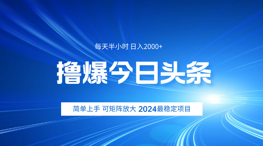 撸爆今日头条，简单无脑日入2000+-疯来资源