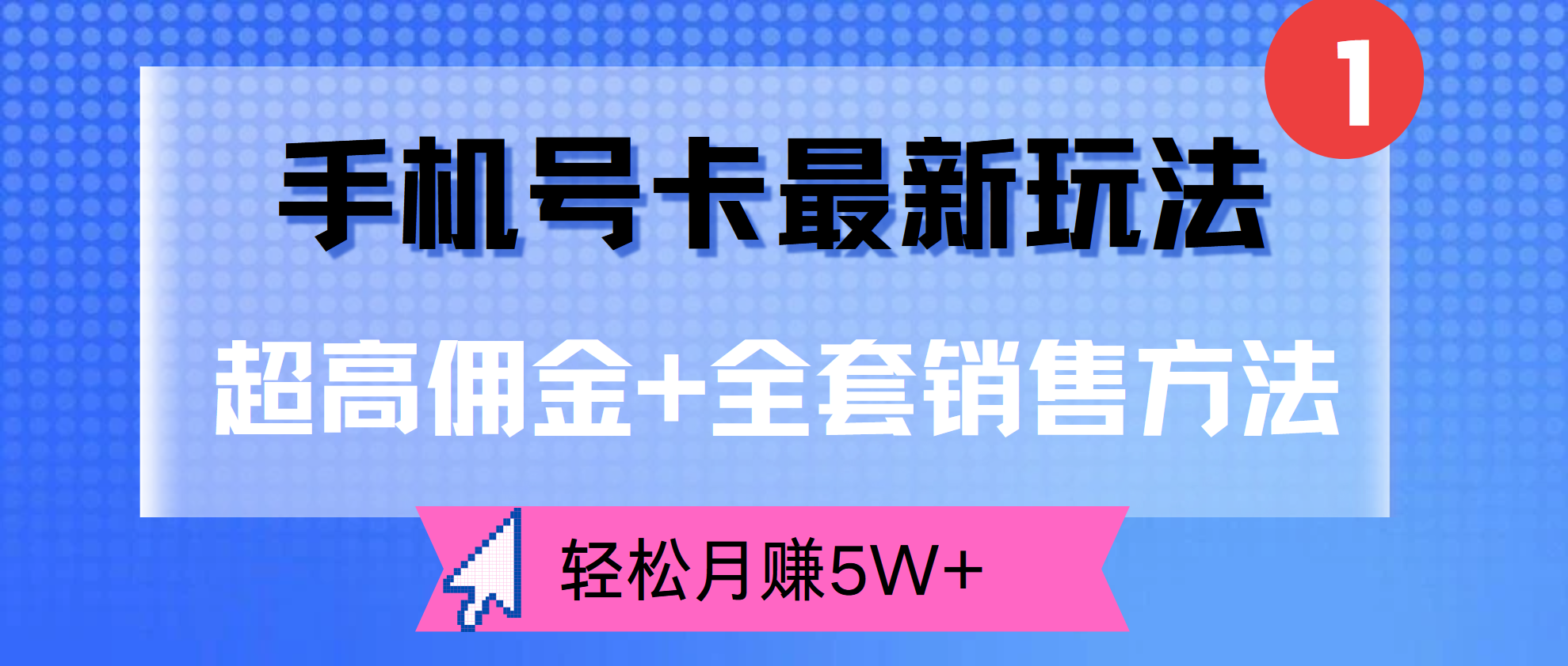 超高佣金+全套销售方法，手机号卡最新玩法，轻松月赚5W+-疯来资源
