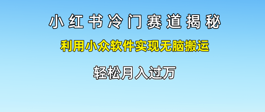小红书冷门赛道揭秘,轻松月入过万，利用小众软件实现无脑搬运，-疯来资源