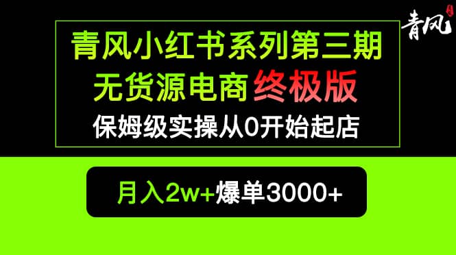 小红书无货源电商爆单终极版【视频教程+实战手册】保姆级实操从0起店爆单-疯来资源