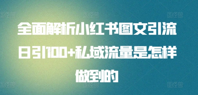 暴力引流 小红书图文引流日引100私域全面拆解【打粉人必看】-疯来资源