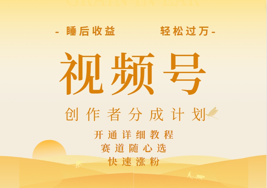 详解视频号创作者分成计划，暴力起号，可同步多平台，实现睡后收入2W+，看懂即可操作！-疯来资源