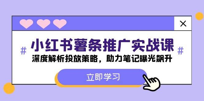 小红书-薯 条 推 广 实战课：深度解析投放策略，助力笔记曝光飙升-疯来资源