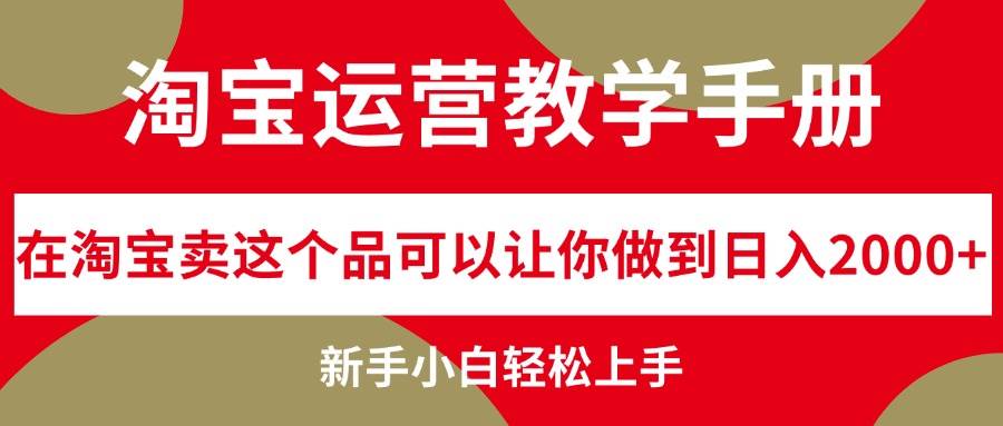 淘宝运营教学手册，在淘宝卖这个品可以让你做到日入2000+，新手小白轻…-疯来资源