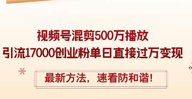 精华帖视频号混剪500万播放引流17000创业粉，单日直接过万变现，最新方…-疯来资源