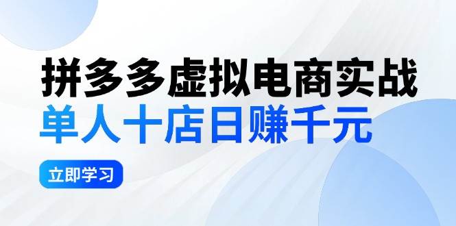 拼夕夕虚拟电商实战：单人10店日赚千元，深耕老项目，稳定盈利不求风口-疯来资源