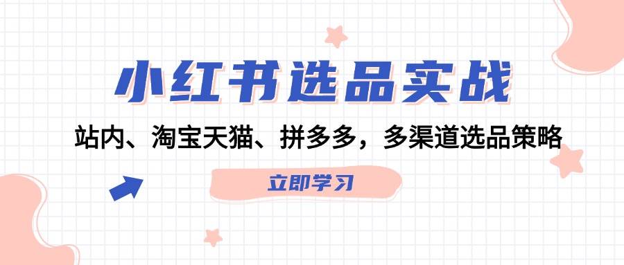 小红书选品实战：站内、淘宝天猫、拼多多，多渠道选品策略-疯来资源