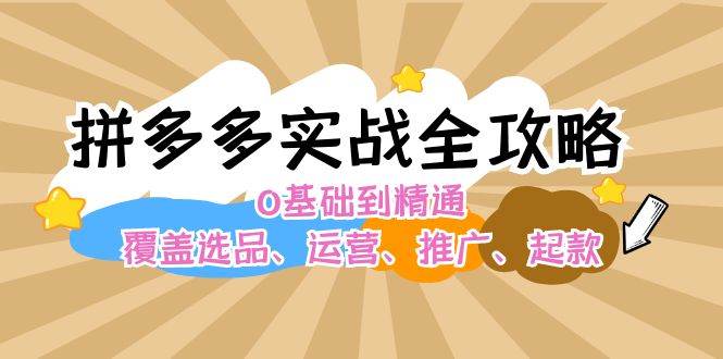 拼多多实战全攻略：0基础到精通，覆盖选品、运营、推广、起款-疯来资源