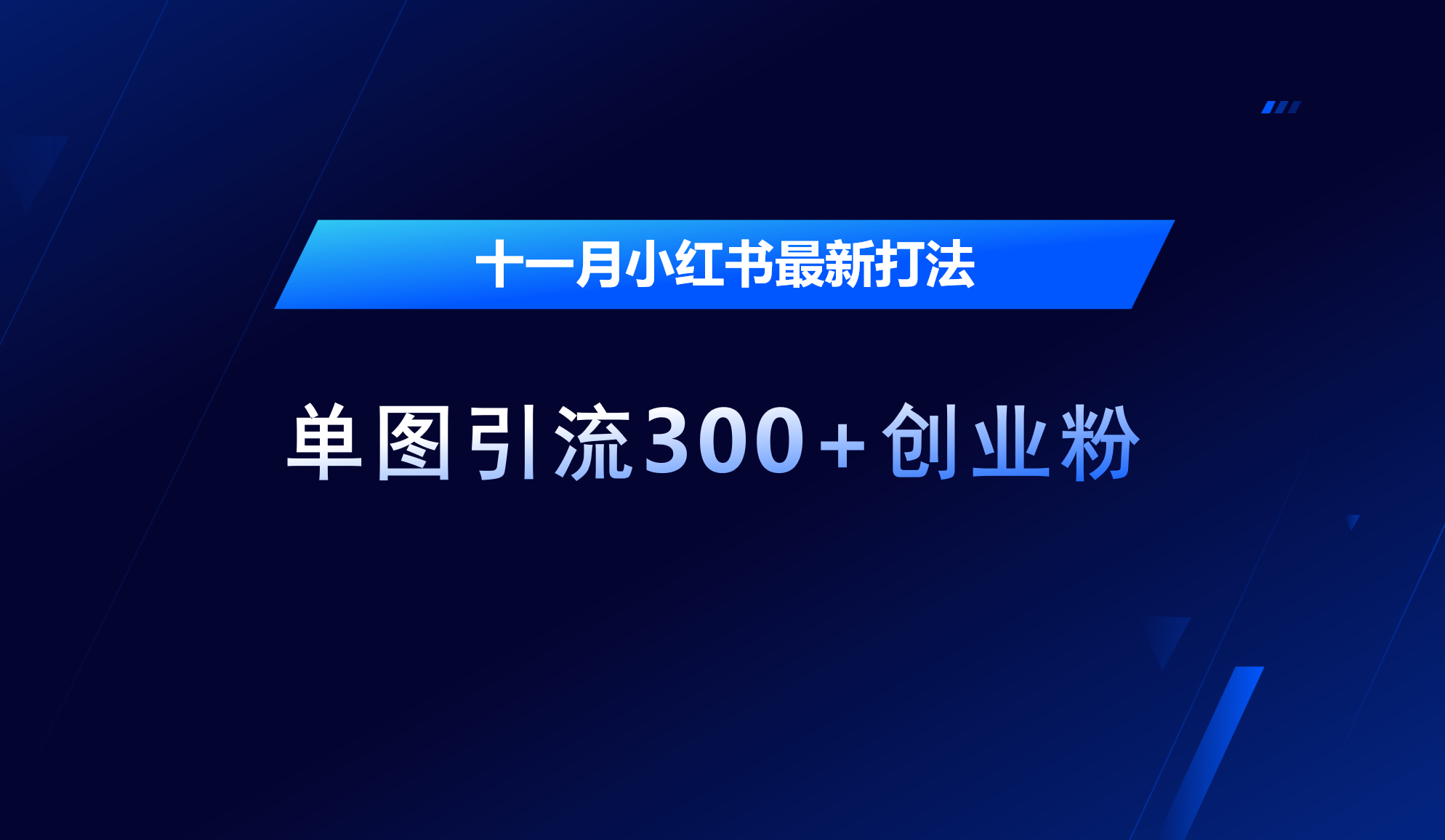 十一月，小红书最新打法，单图引流300+创业粉-疯来资源