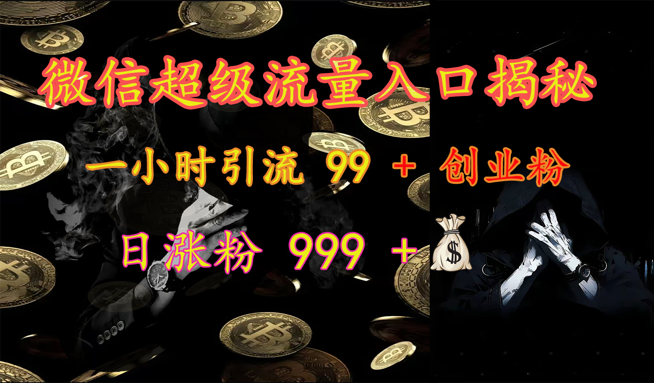 微信超级流量入口揭秘：一小时引流 99 + 创业粉，日涨粉 999 +【揭秘】-疯来资源